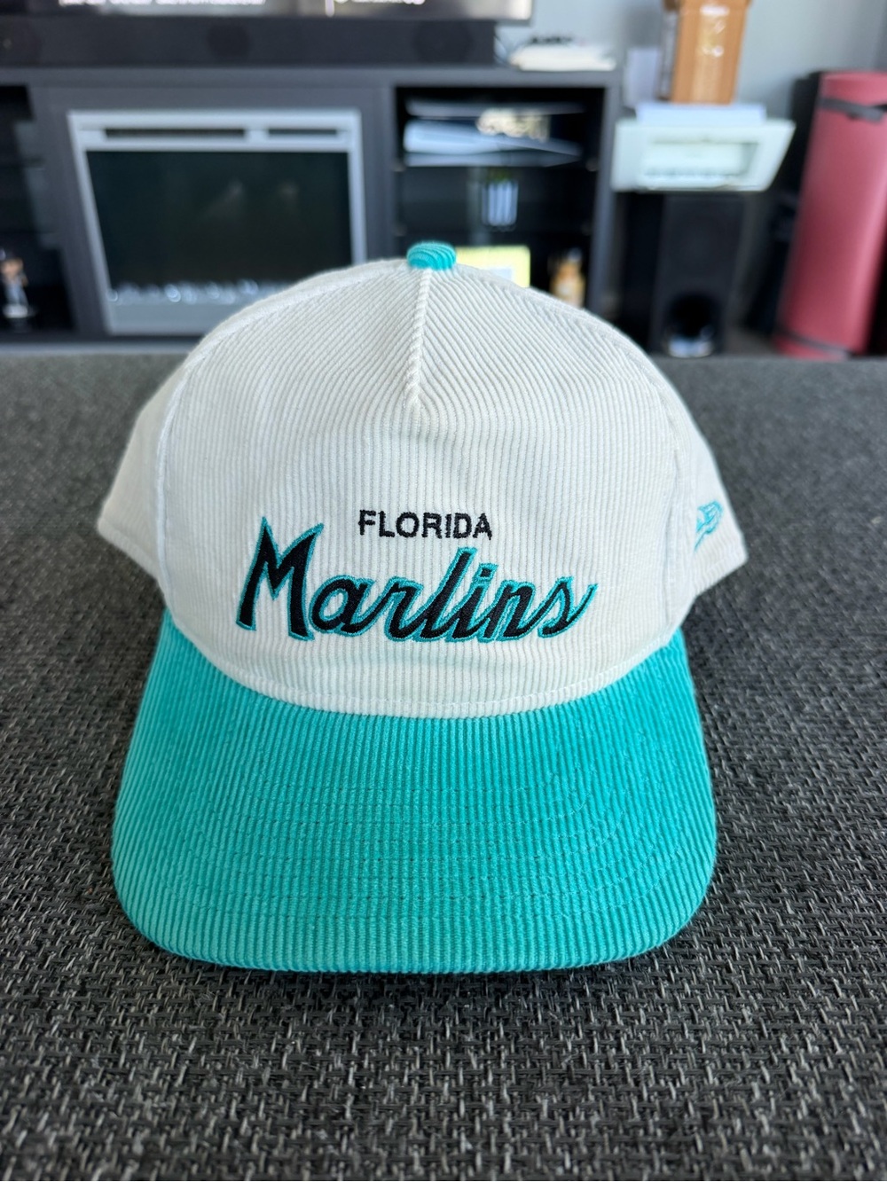 New Era Florida Marlins Corduroy Baseball Cap - White & Teal